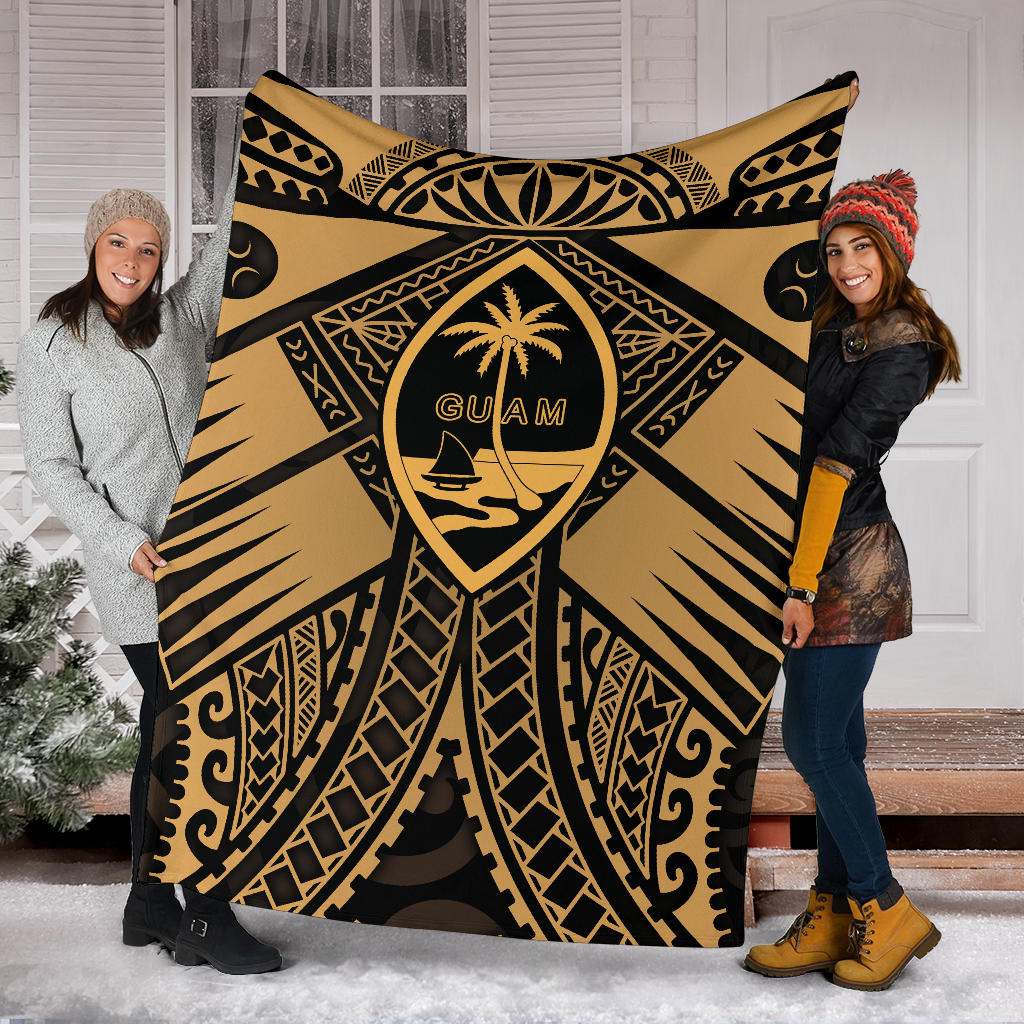 Guam Polynesian Premium Blanket - Guam Gold Seal with Polynesian Tattoo-Myprintsy