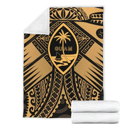 Guam Polynesian Premium Blanket - Guam Gold Seal with Polynesian Tattoo-Myprintsy