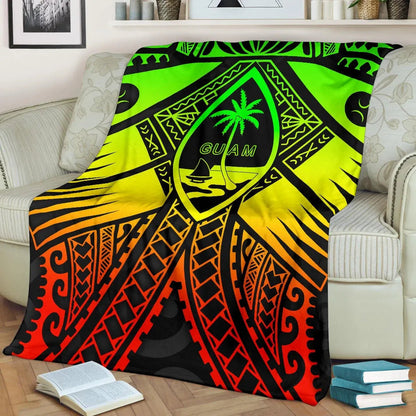 Guam Polynesian Premium Blanket - Guam Reggae Seal with Polynesian Tattoo-Myprintsy