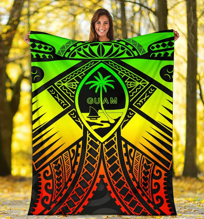 Guam Polynesian Premium Blanket - Guam Reggae Seal with Polynesian Tattoo-Myprintsy