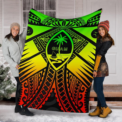 Guam Polynesian Premium Blanket - Guam Reggae Seal with Polynesian Tattoo-Myprintsy