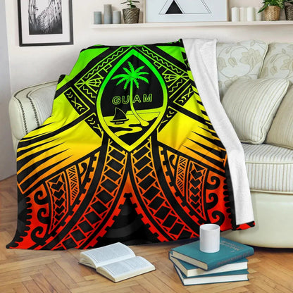 Guam Polynesian Premium Blanket - Guam Reggae Seal with Polynesian Tattoo-Myprintsy