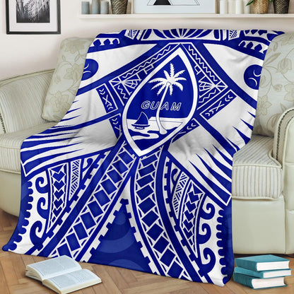 Guam Polynesian Premium Blanket - Guam White Seal with Polynesian Tattoo Ver 02-Myprintsy
