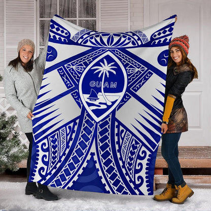Guam Polynesian Premium Blanket - Guam White Seal with Polynesian Tattoo Ver 02-Myprintsy
