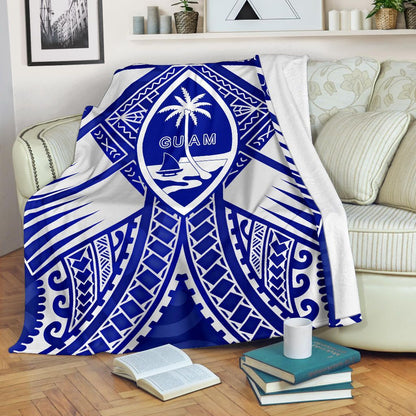 Guam Polynesian Premium Blanket - Guam White Seal with Polynesian Tattoo Ver 02-Myprintsy