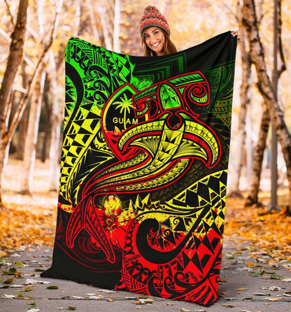 Guam Polynesian Premium Blanket - Reggae Shark Polynesian Tattoo-Myprintsy