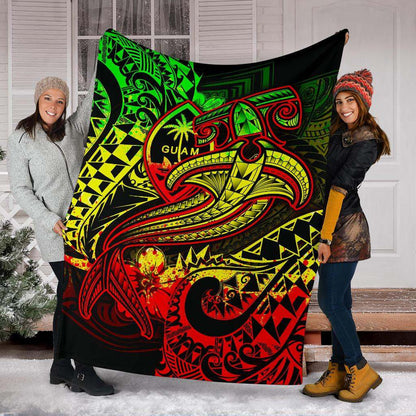 Guam Polynesian Premium Blanket - Reggae Shark Polynesian Tattoo-Myprintsy