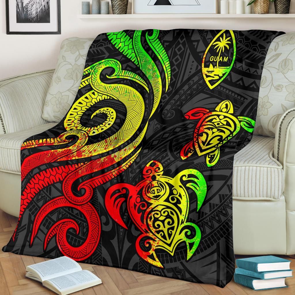 Guam Polynesian Premium Blanket - Reggae Tentacle Turtle-Myprintsy