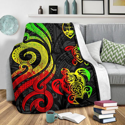 Guam Polynesian Premium Blanket - Reggae Tentacle Turtle-Myprintsy