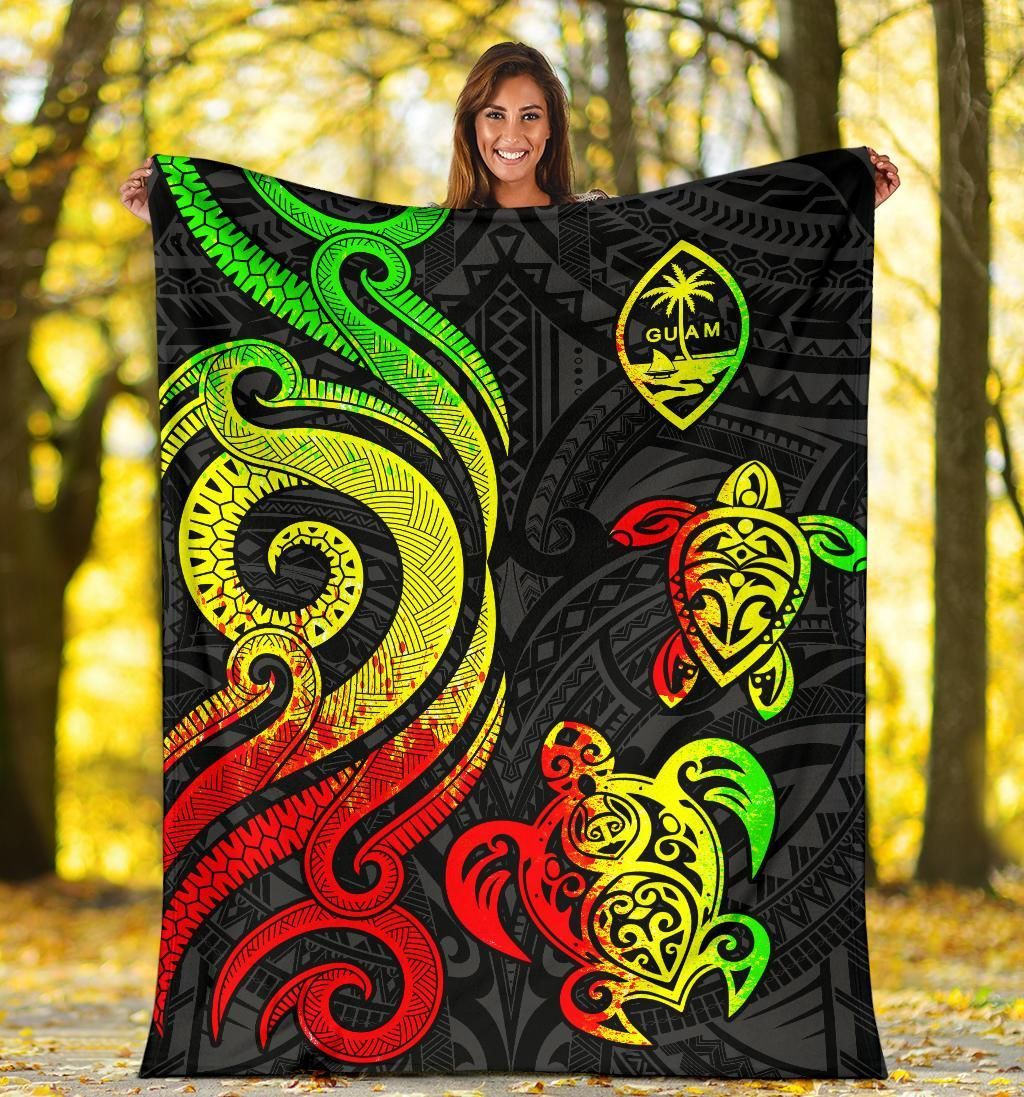 Guam Polynesian Premium Blanket - Reggae Tentacle Turtle-Myprintsy