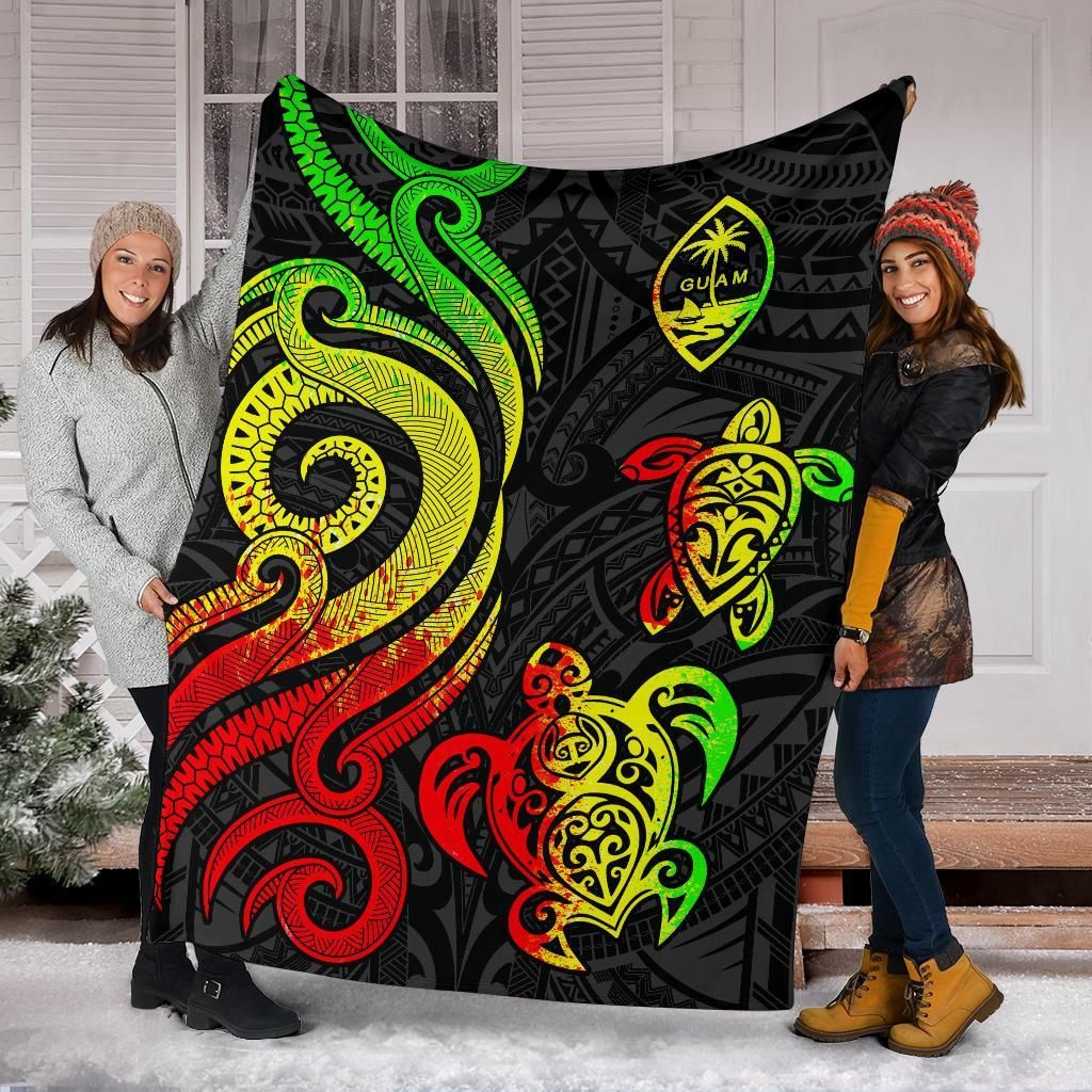 Guam Polynesian Premium Blanket - Reggae Tentacle Turtle-Myprintsy