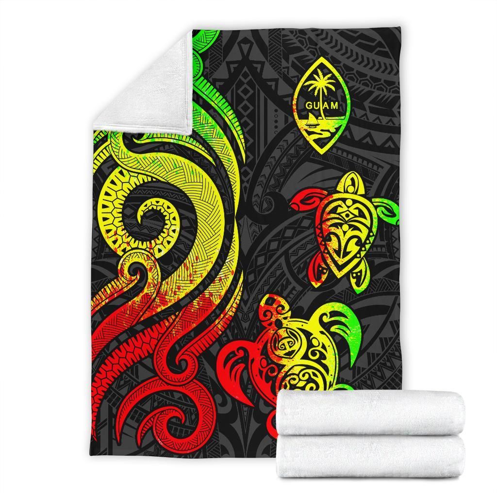 Guam Polynesian Premium Blanket - Reggae Tentacle Turtle-Myprintsy