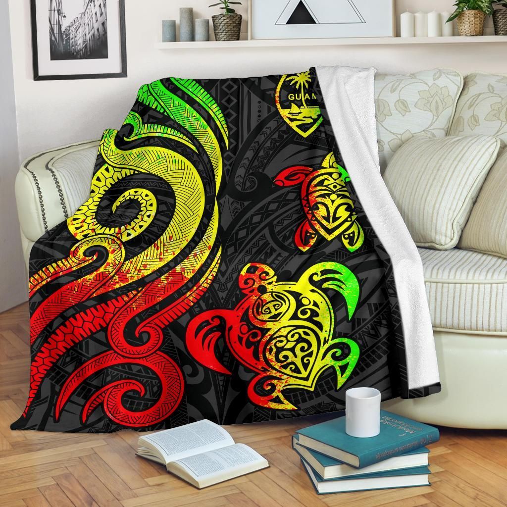Guam Polynesian Premium Blanket - Reggae Tentacle Turtle-Myprintsy