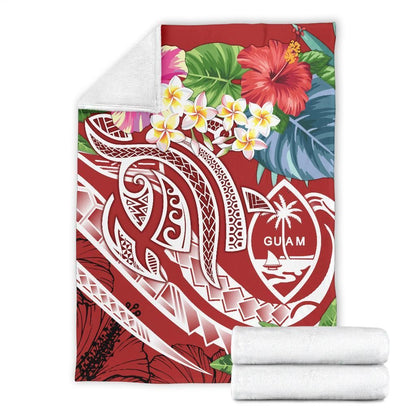 Guam Polynesian Premium Blanket - Summer Plumeria (Black)-Myprintsy