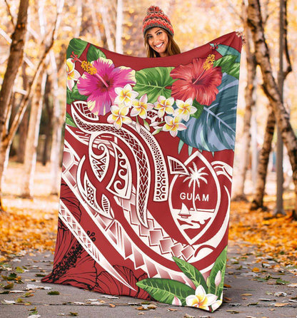 Guam Polynesian Premium Blanket - Summer Plumeria (Black)-Myprintsy