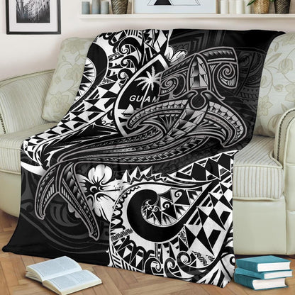 Guam Polynesian Premium Blanket - White Shark Polynesian Tattoo-Myprintsy