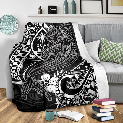 Guam Polynesian Premium Blanket - White Shark Polynesian Tattoo-Myprintsy