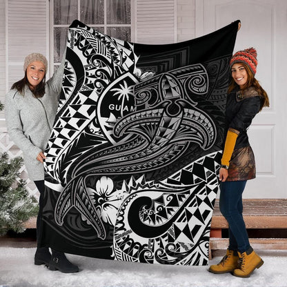 Guam Polynesian Premium Blanket - White Shark Polynesian Tattoo-Myprintsy
