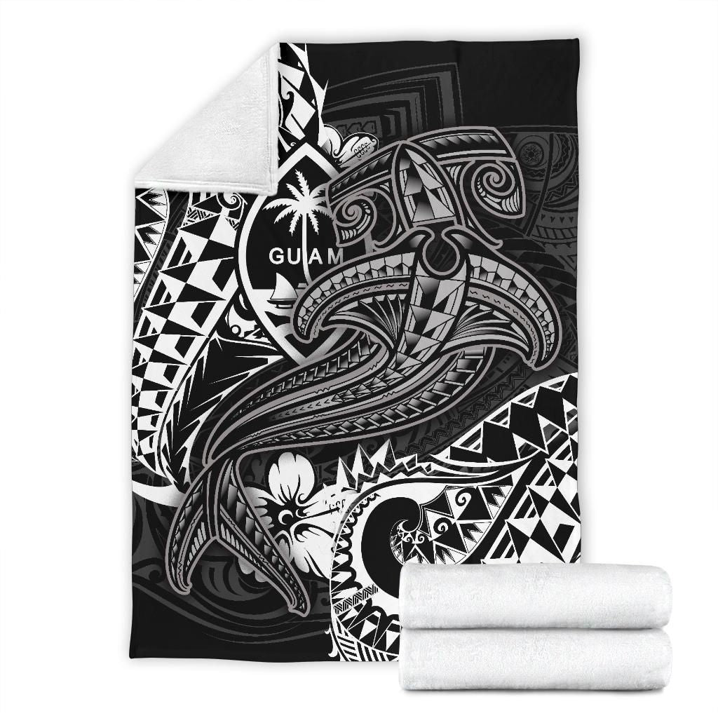 Guam Polynesian Premium Blanket - White Shark Polynesian Tattoo-Myprintsy