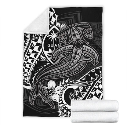 Guam Polynesian Premium Blanket - White Shark Polynesian Tattoo-Myprintsy