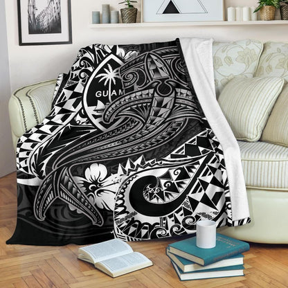 Guam Polynesian Premium Blanket - White Shark Polynesian Tattoo-Myprintsy
