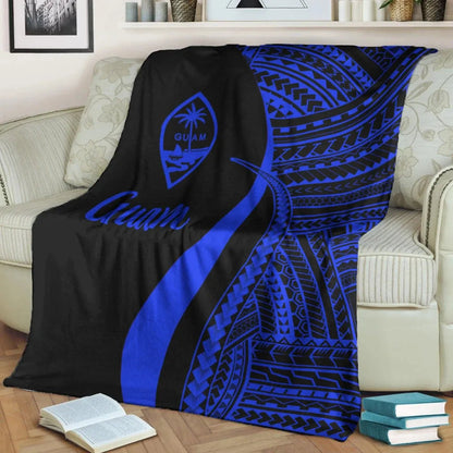 Guam Premium Blanket - Blue Polynesian Tentacle Tribal Pattern-Myprintsy