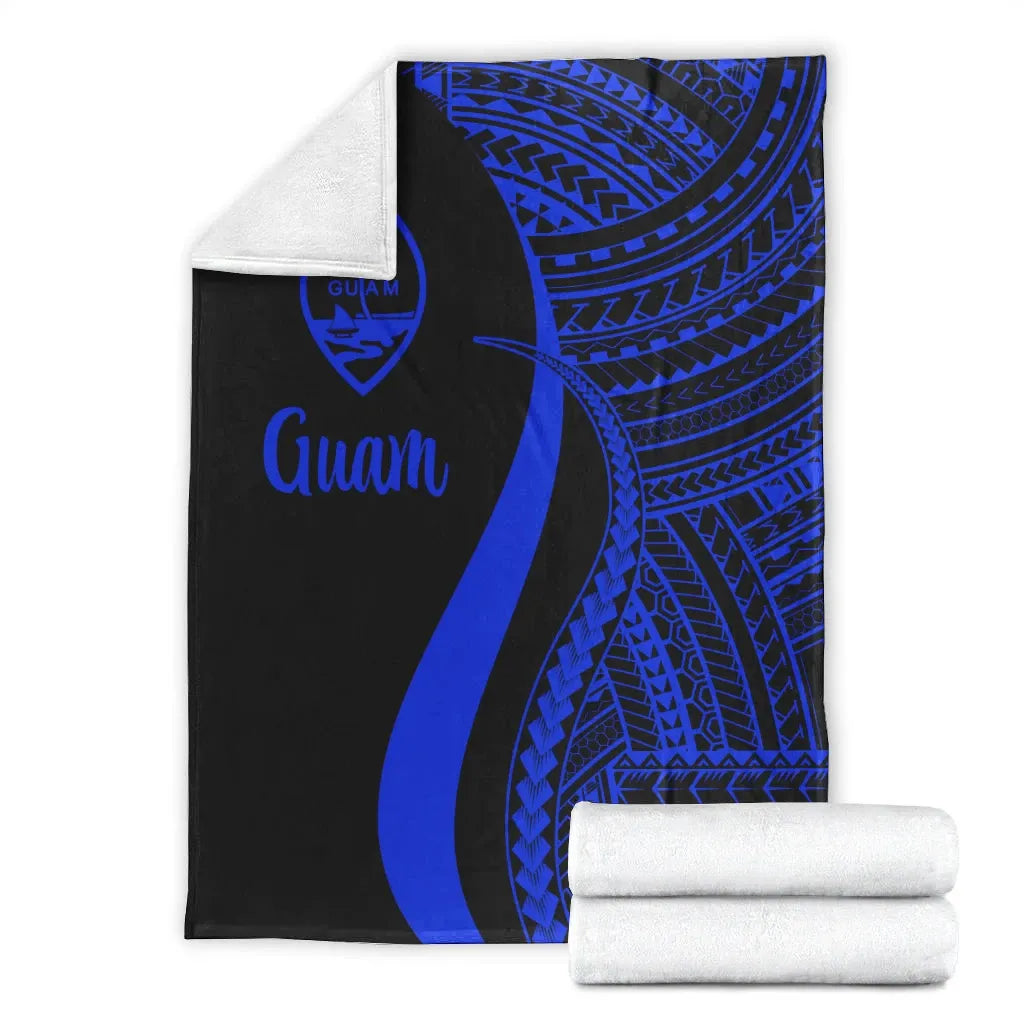 Guam Premium Blanket - Blue Polynesian Tentacle Tribal Pattern-Myprintsy