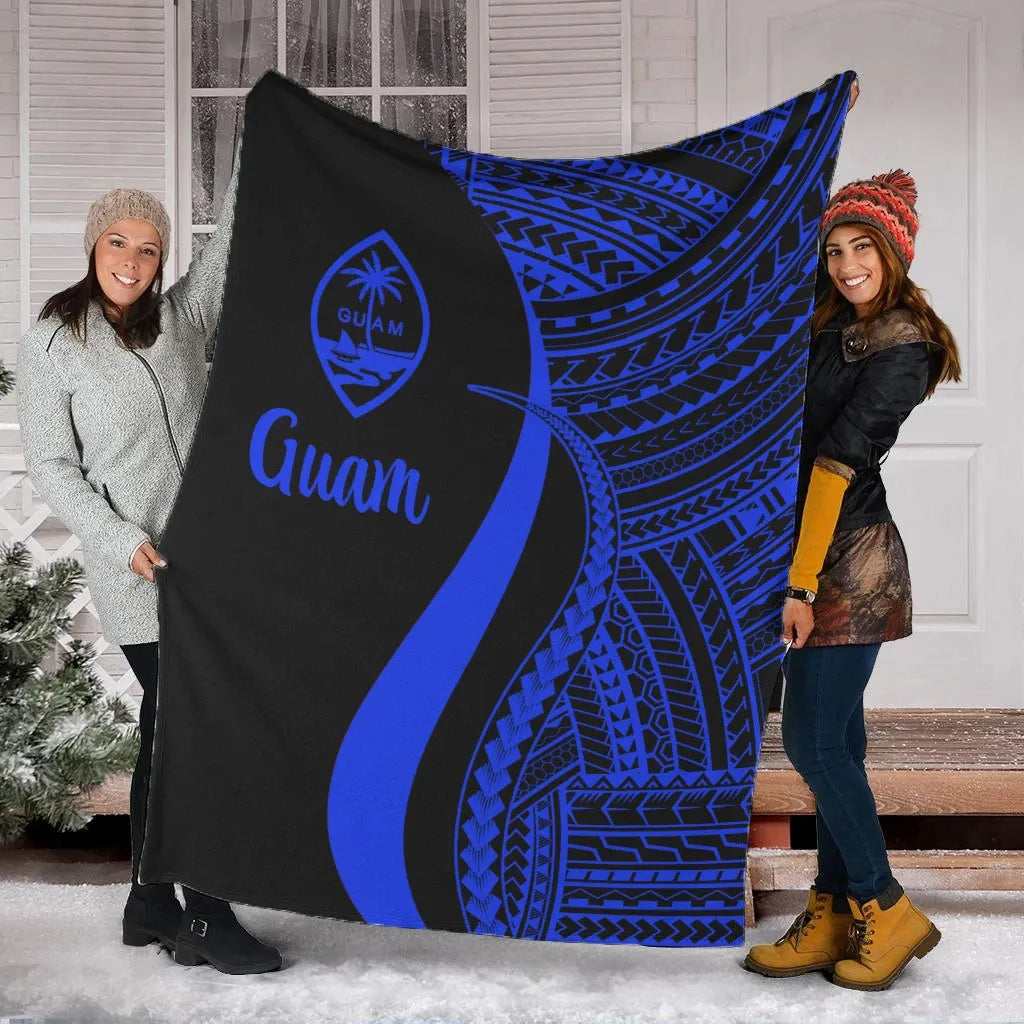 Guam Premium Blanket - Blue Polynesian Tentacle Tribal Pattern-Myprintsy