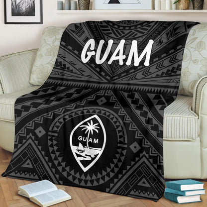 Guam Premium Blanket - Guam Seal With Polynesian Tattoo Style (Black)-Myprintsy