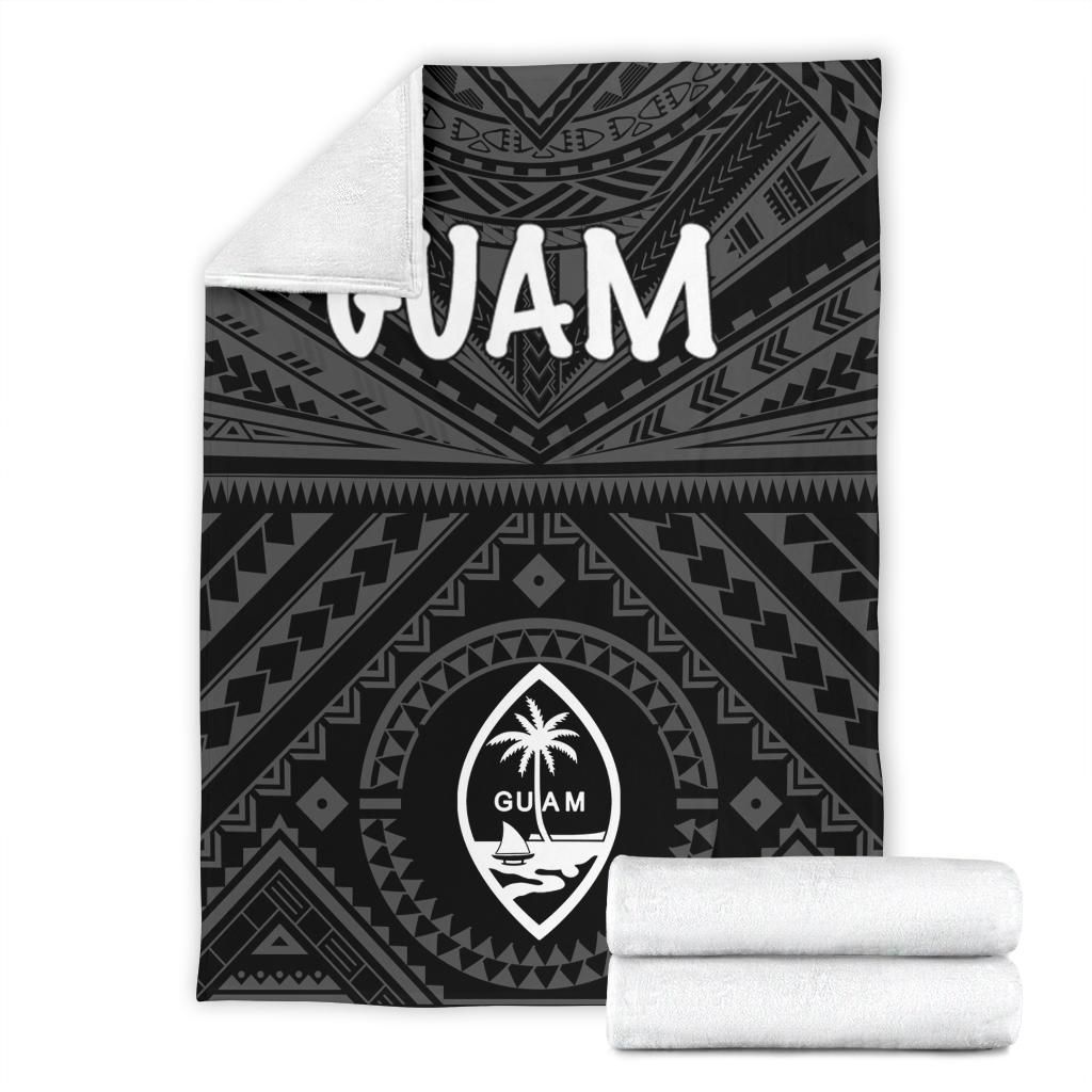 Guam Premium Blanket - Guam Seal With Polynesian Tattoo Style (Black)-Myprintsy