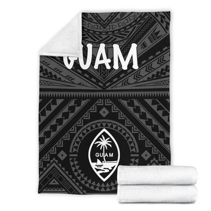 Guam Premium Blanket - Guam Seal With Polynesian Tattoo Style (Black)-Myprintsy