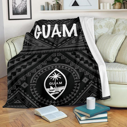 Guam Premium Blanket - Guam Seal With Polynesian Tattoo Style (Black)-Myprintsy