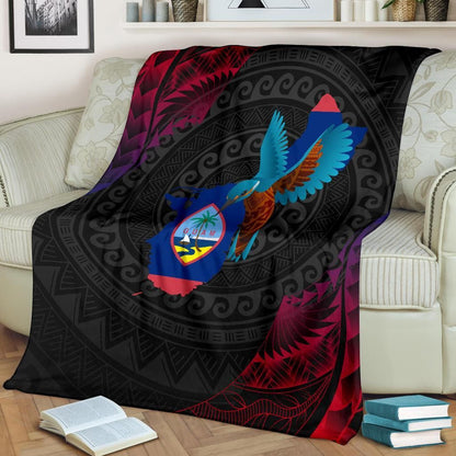 Guam Premium Blanket - KingFisher Bird With Map-Myprintsy