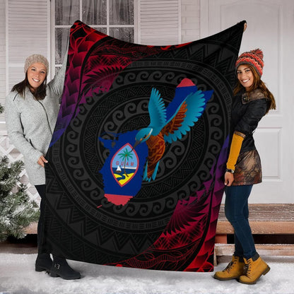 Guam Premium Blanket - KingFisher Bird With Map-Myprintsy