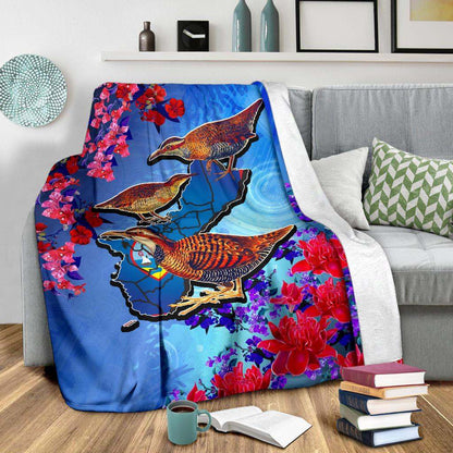 Guam Premium Blanket - KoKo Bird With Map-Myprintsy