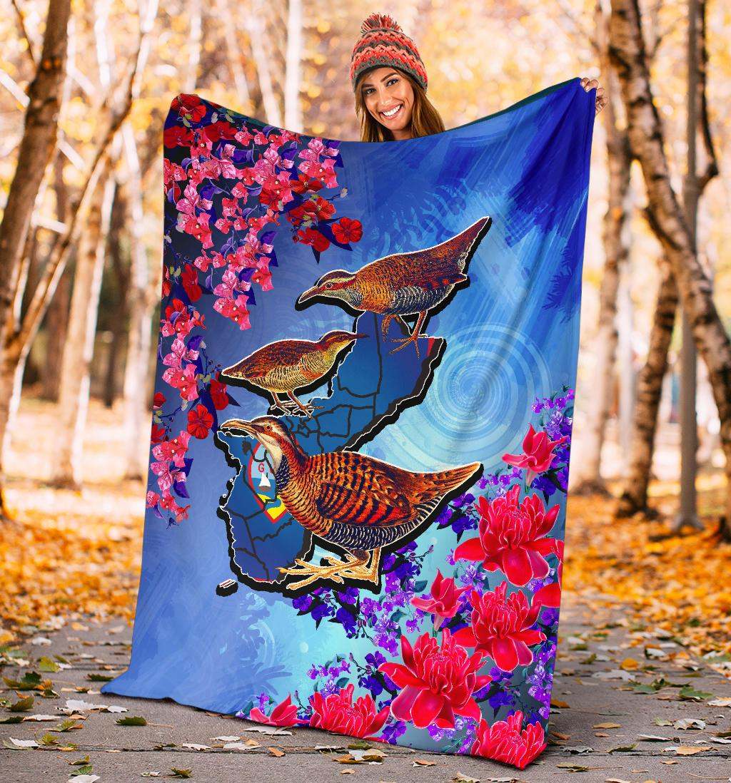Guam Premium Blanket - KoKo Bird With Map-Myprintsy