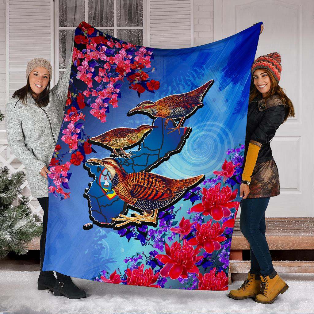 Guam Premium Blanket - KoKo Bird With Map-Myprintsy