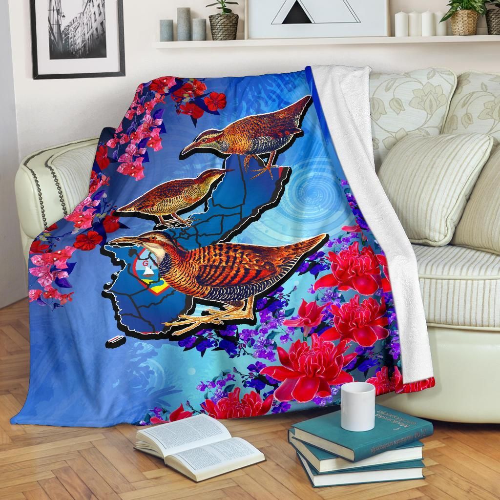 Guam Premium Blanket - KoKo Bird With Map-Myprintsy