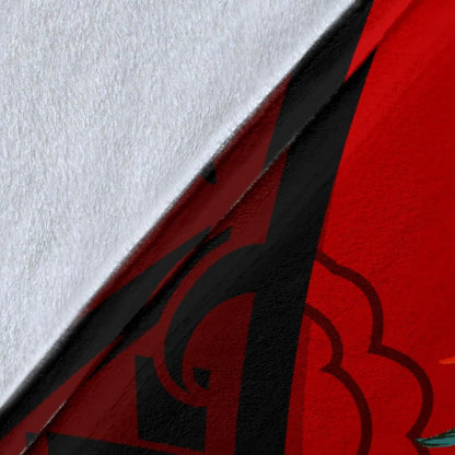 Guam Premium Blanket - Polynesian Hook And Hibiscus (Red)-Myprintsy