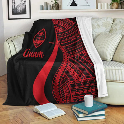 Guam Premium Blanket - Red Polynesian Tentacle Tribal Pattern-Myprintsy