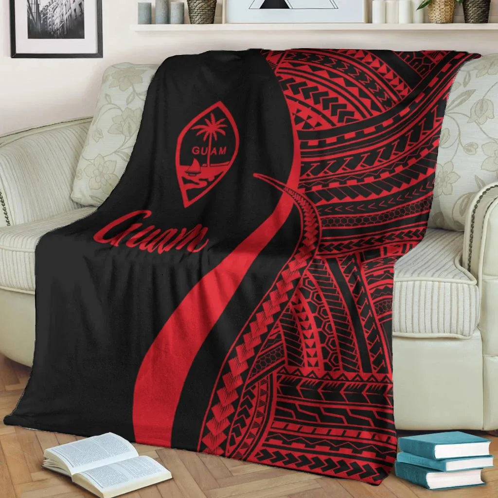 Guam Premium Blanket - Red Polynesian Tentacle Tribal Pattern-Myprintsy