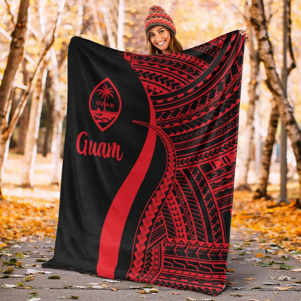 Guam Premium Blanket - Red Polynesian Tentacle Tribal Pattern-Myprintsy