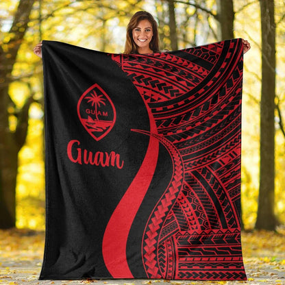 Guam Premium Blanket - Red Polynesian Tentacle Tribal Pattern-Myprintsy