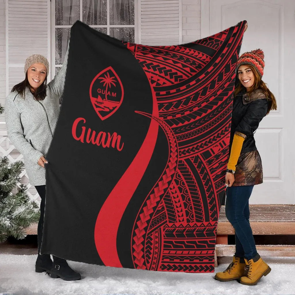 Guam Premium Blanket - Red Polynesian Tentacle Tribal Pattern-Myprintsy