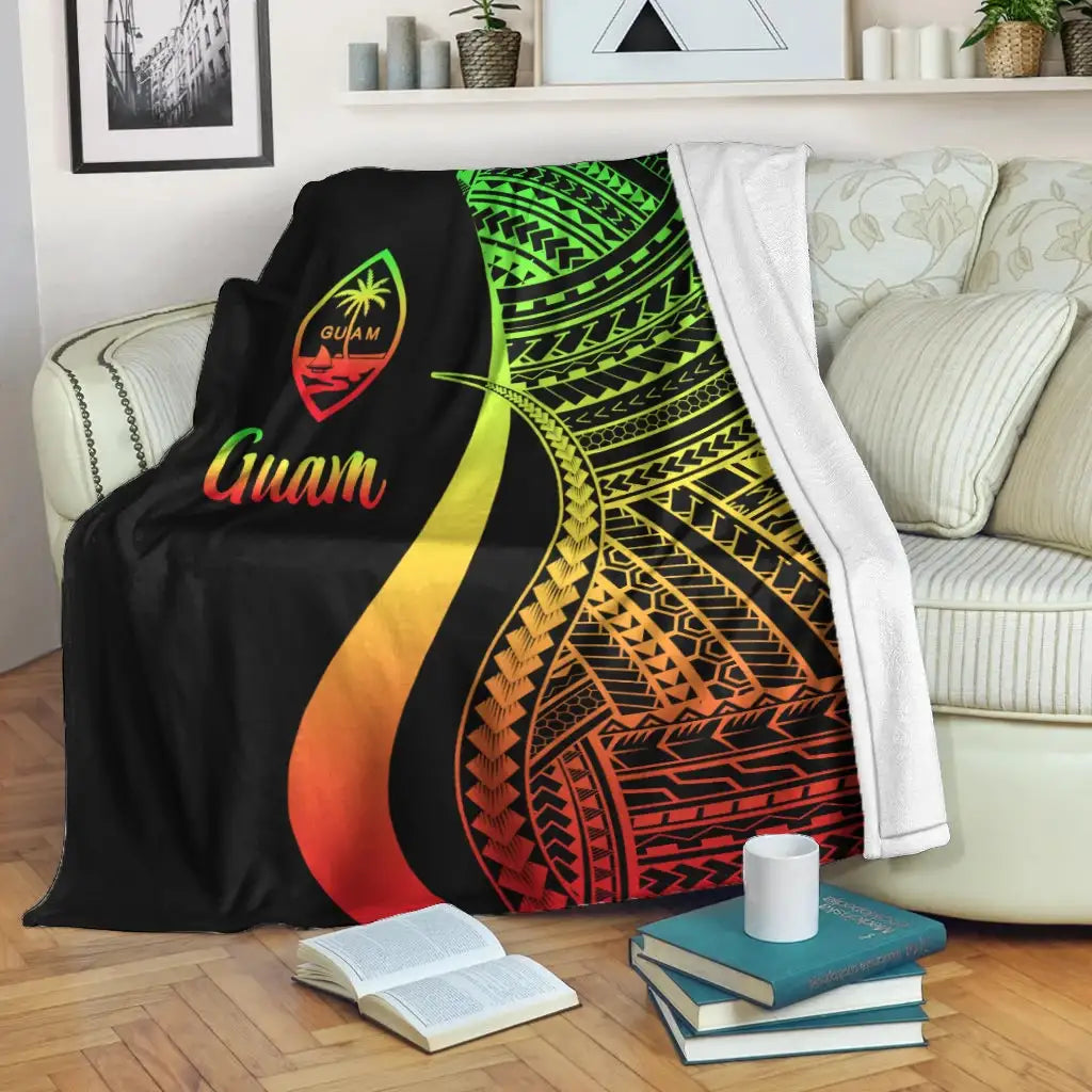 Guam Premium Blanket - Reggae Polynesian Tentacle Tribal Pattern-Myprintsy