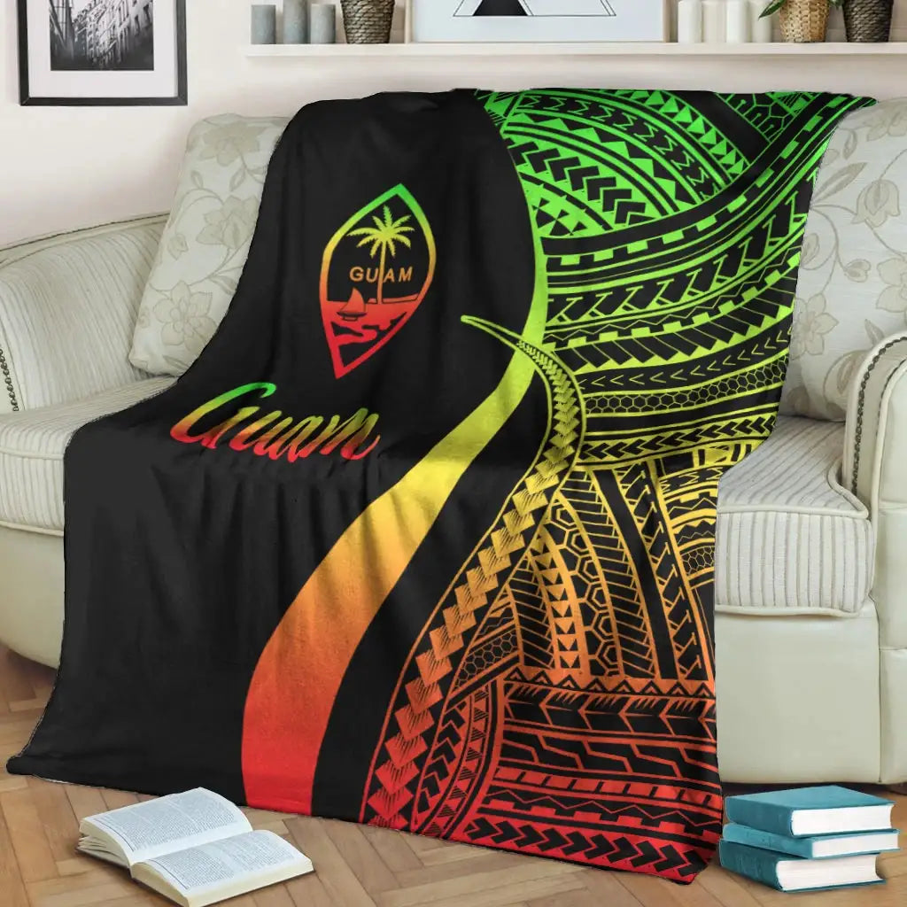 Guam Premium Blanket - Reggae Polynesian Tentacle Tribal Pattern-Myprintsy
