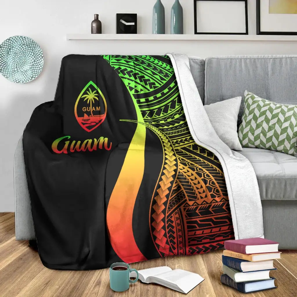 Guam Premium Blanket - Reggae Polynesian Tentacle Tribal Pattern-Myprintsy