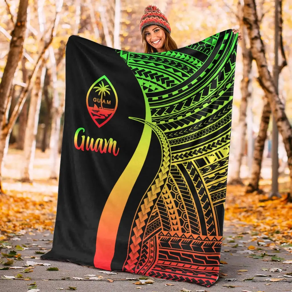 Guam Premium Blanket - Reggae Polynesian Tentacle Tribal Pattern-Myprintsy