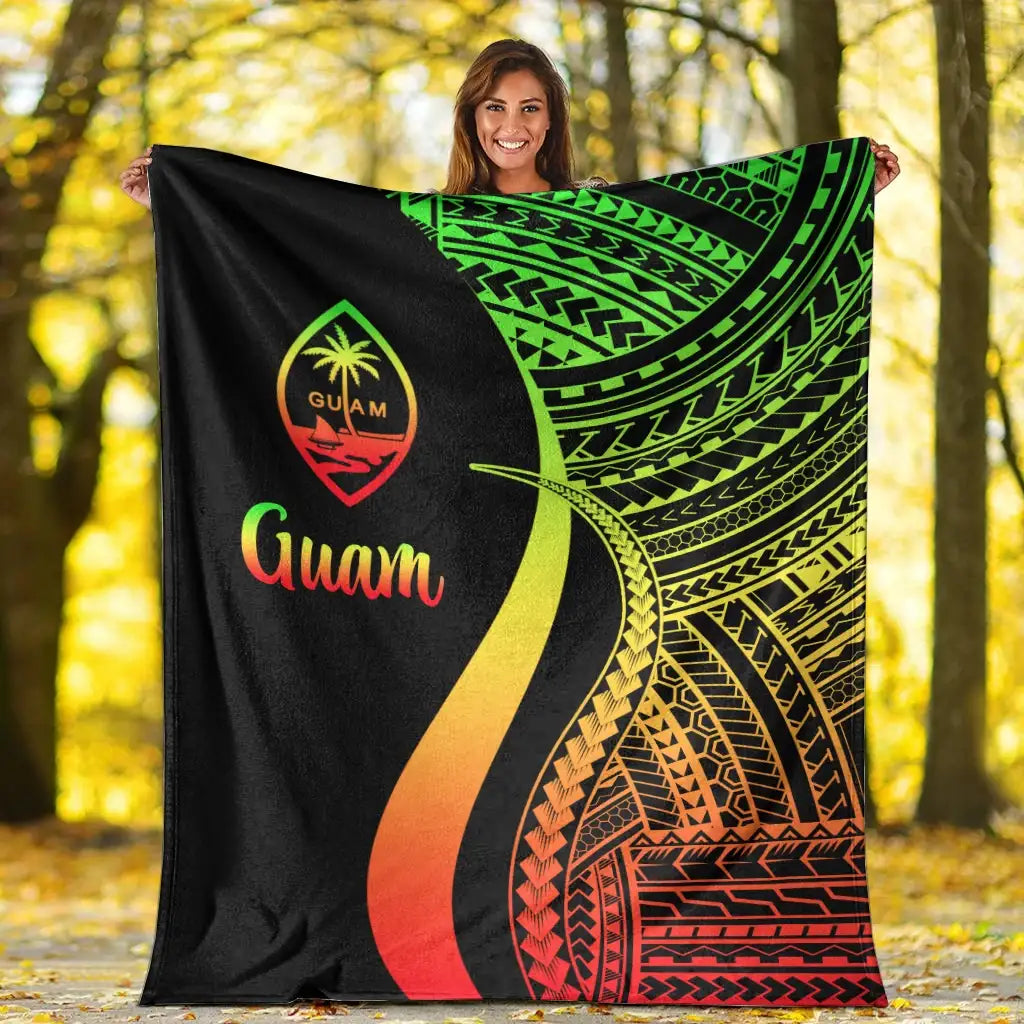 Guam Premium Blanket - Reggae Polynesian Tentacle Tribal Pattern-Myprintsy