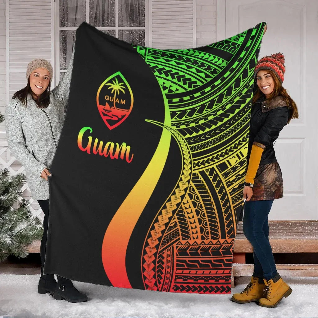 Guam Premium Blanket - Reggae Polynesian Tentacle Tribal Pattern-Myprintsy